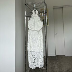 Lulus white lace halter dress